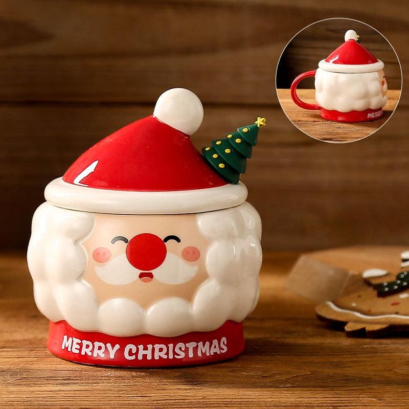Kreative Weihnachten Keramiktasse - Niedliche Cartoon Relief Santa Claus Tasse, Praktische Geschenkidee für Zuhause Perfekt für Feiertagsfeiern