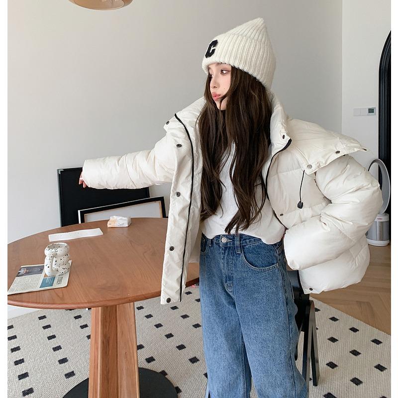 New Loose Hooded Cotton-padded Jacket Women's Extended Over-the-knee Bread Coat In Winter.