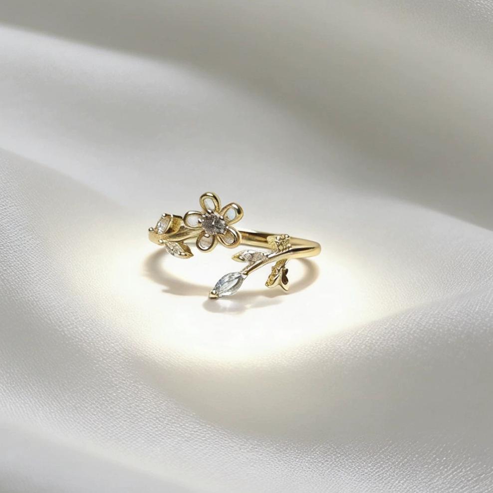 

Sparkling Colorful CZ Finger Flower Rings for Women Delicate Luxury Bow Pink Zircon Rings Wedding Party Jewelry Accessories