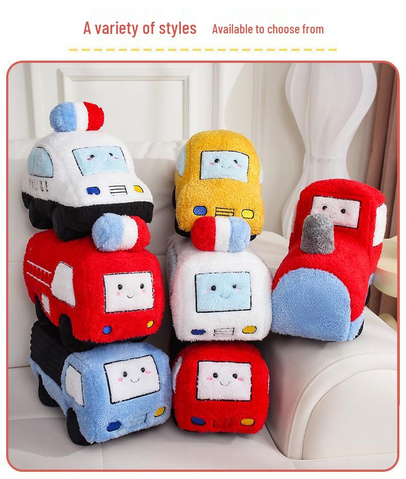 Plush Toy Set: Traffic Car, Tank, Fire Truck & Airplane for Children's Sleep & Play - Ideal Boy's Birthday Gift