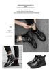 Men's Black British Style Work Boots: Trendy Autumn/Winter Martin Boots, High Top Lightweight Leather Shoes