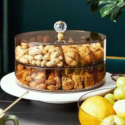 Obstschalen aus Kunststoff, Aufbewahrungsschalen für Nüsse und Trockenfrüchte mit mehreren Gittern und Deckel, Zuckerdosen, Haushaltssnacks, Süßigkeitenbehälter, Dekoration