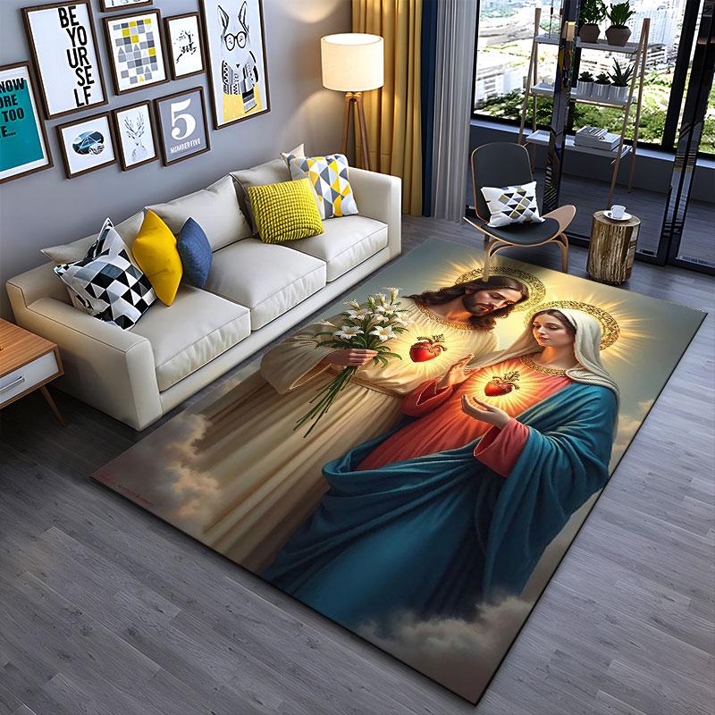 "Sacred Religious Icon Design" suitable as a non-slip mat for the living room or bedroom sofa