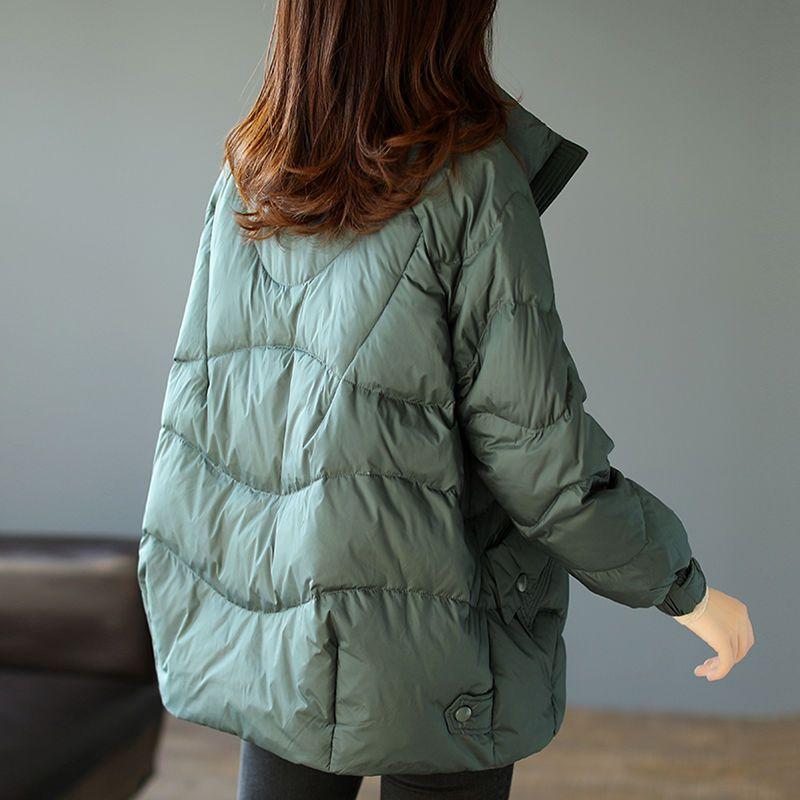 Fashionable Women's Cotton Jacket Stand Up Collar Long Sleeved Warm Winter New Korean Version Loose Splicing Contrasting Cotton Jacket