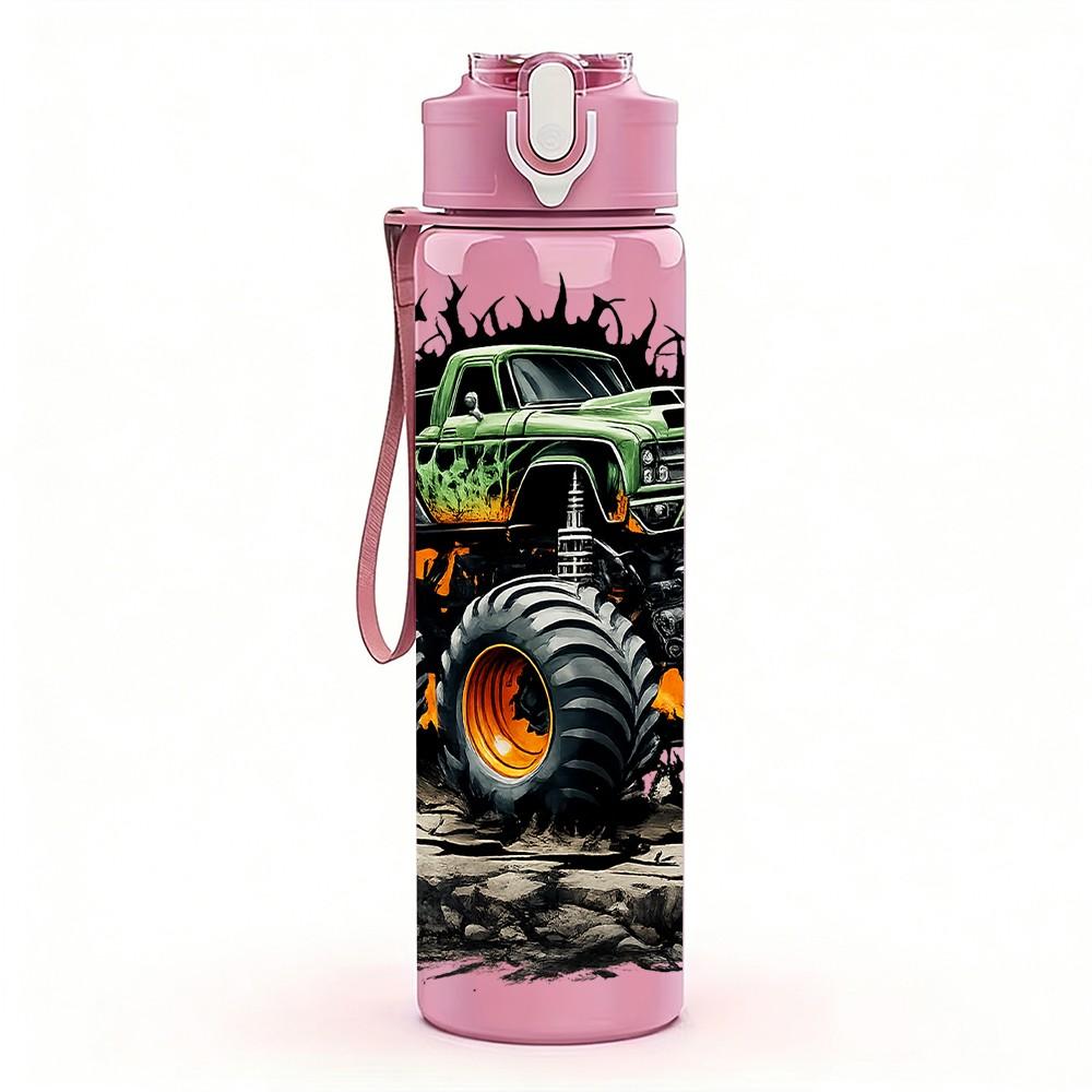 1PC Big Tractor Mud Off Road Vehicle Art 750ml Color Plastic Sports Water Bottle Leakproof Flip Straw Lid Suitable for Sports Office Home Use
