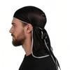 Silky Long Tail Durag Pirate Hat, Unisex Turban Headwrap, Fashion Hair Accessory for Men Women