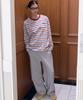 Shop Ara Pound Cake Stripe Logo Point T-Shirt_Burgund Stripe