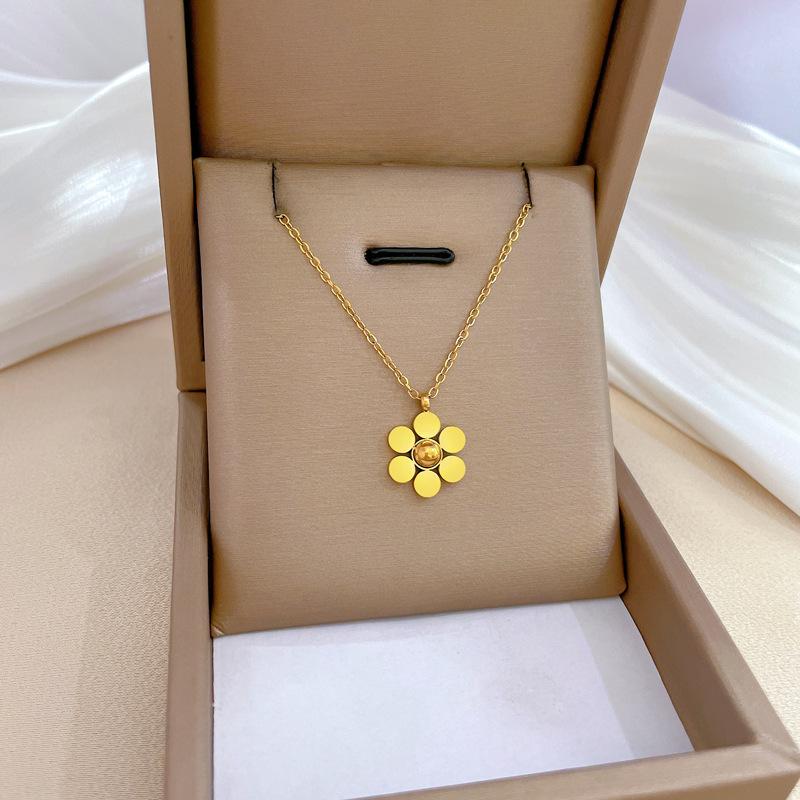 Geometric Planet Personality Minimalist Wind Furnace Real Gold Necklace Female Collarbone Chain