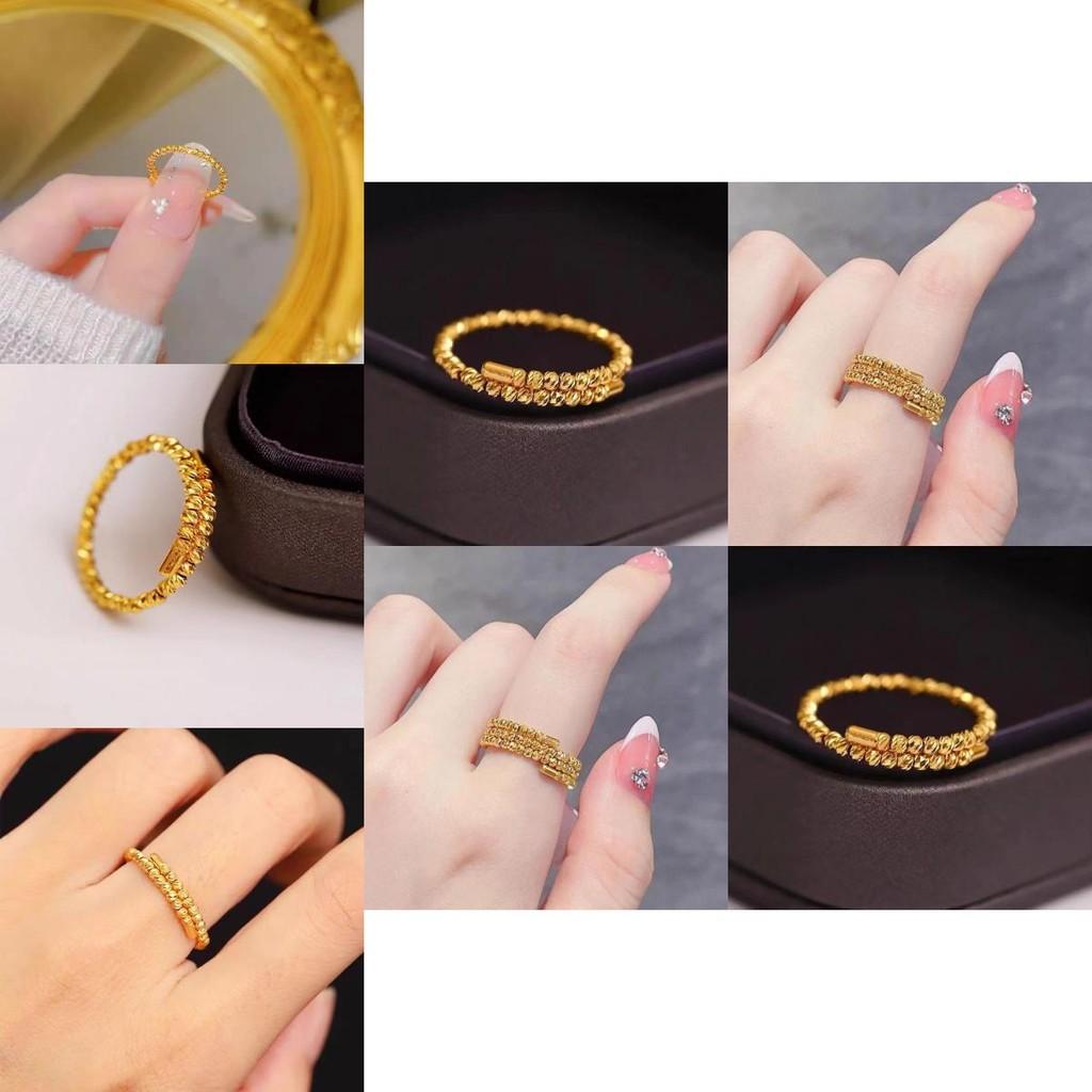 Fashionable Women's Open Adjustable Memory Disco Ring In Beautiful Gold Plated Brass Design
