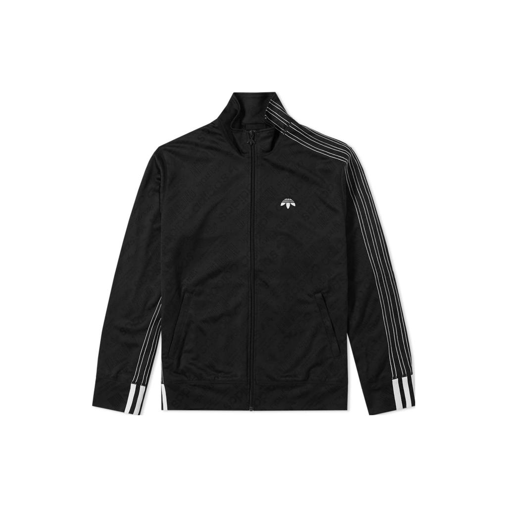 Adidas Originals X Alexander Wang Collaboration Three Stripes Letter Print Vintage Sports Stand Collar Zip Jacket Unisex Jacket Black CV5259