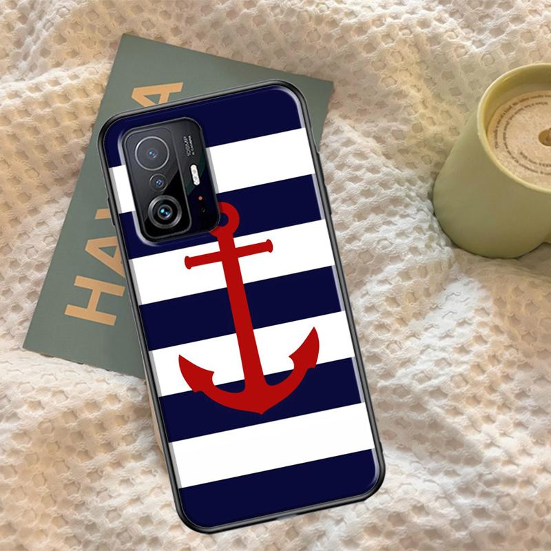 Stripes Anchor Boat Ship Cover For Xiaomi 12T 11T Pro 12 13 Lite Case For POCO X5 X3 Pro X4 F4 GT F3 M5s F5 Pro Coque
