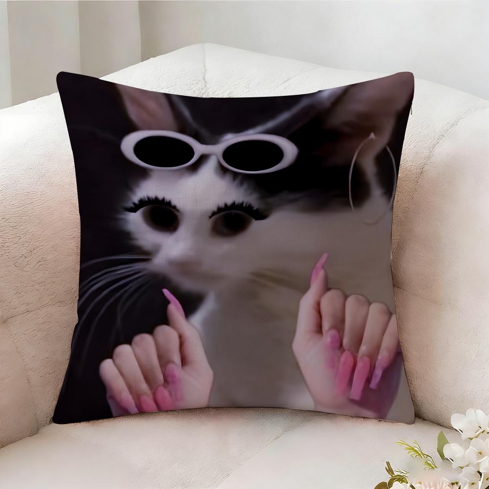 Cat Funny MEME Pillow Case Pillowcase Doublesided Printed Sofa Cushion Bedroom Headboard Pillow