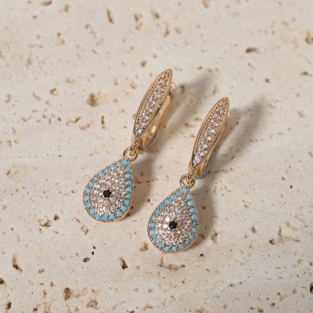 1 Paar Mode Böser Blauer Augen Hängeohrringe für Damen Zirkonia Ohrring Schmuck Hochzeit Party Zubehör