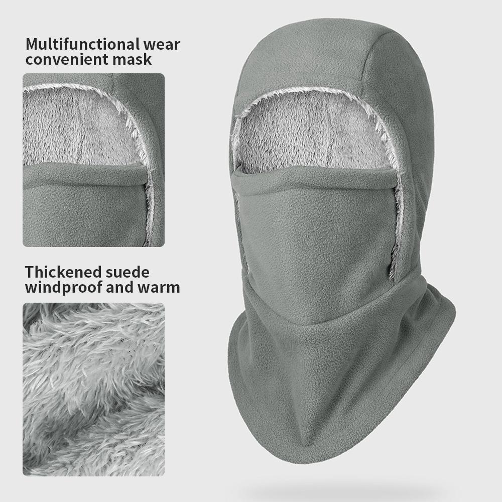 Integrated Mask Head Cover Neck Guard Fleece-Lined Thickened Heat Accumulation Warm Windproof Durable Breathable for Outdoor