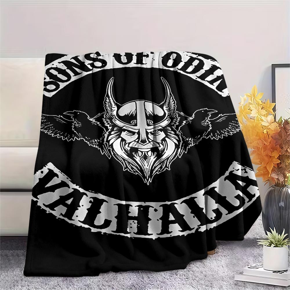 Death and Viking Warriors Print Flannel Blanket,High quality Comfortable for All Seasons,Home Decor,Warmth and Comfort,Perfect for Christmas Gifts