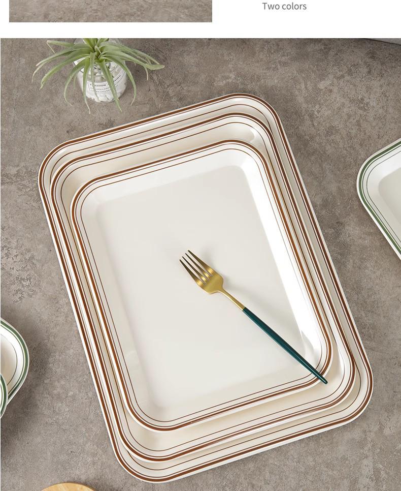 Kekler, Ekmekler, Akşam Yemeği, Hızlı Yiyecekler ve Çay için Melamin Dikdörtgen Servis Tepsisi