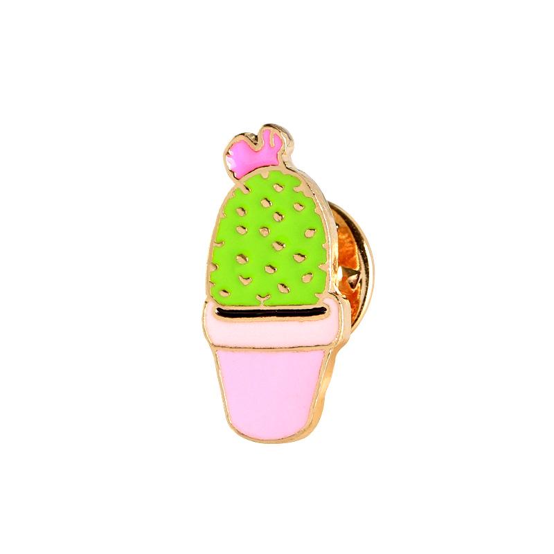 European & American Cute Cactus Succulent Brooch – Cartoon Denim Collar Pin Jewelry Accessory
