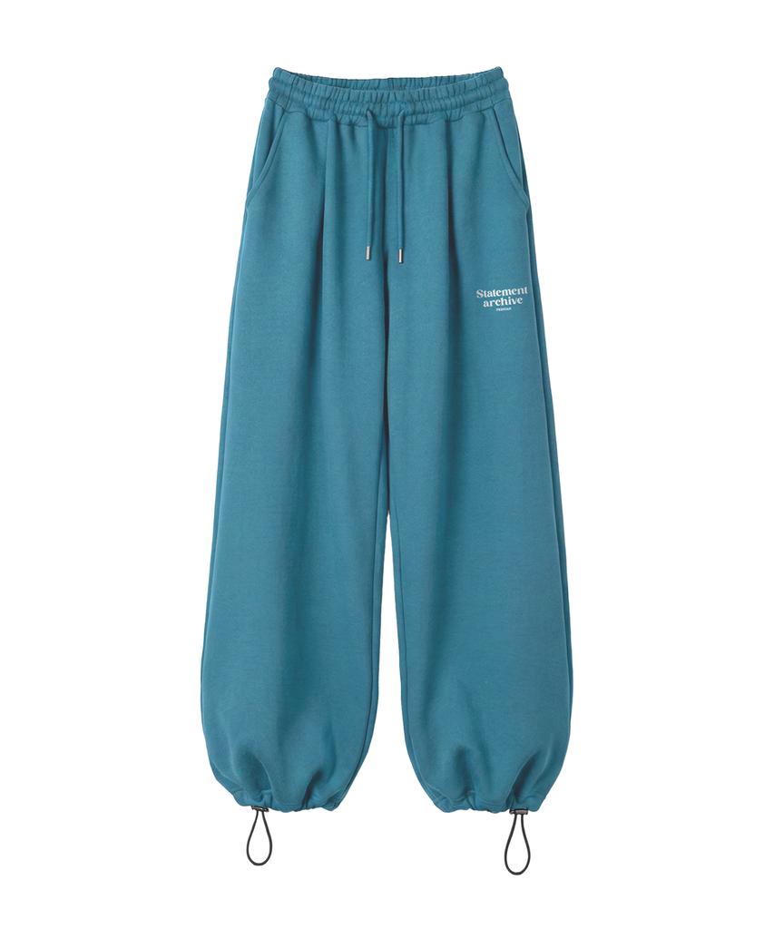PRINOAR Statement String Single-Pleat Wide Pants - Peacock Green