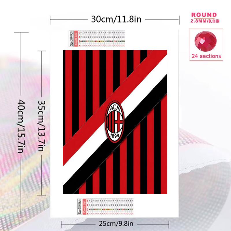 AC Milan 100% Round Full Drill 5D DIY Diamond Painting Embroidery Cross Stitch Rhinestone Décor