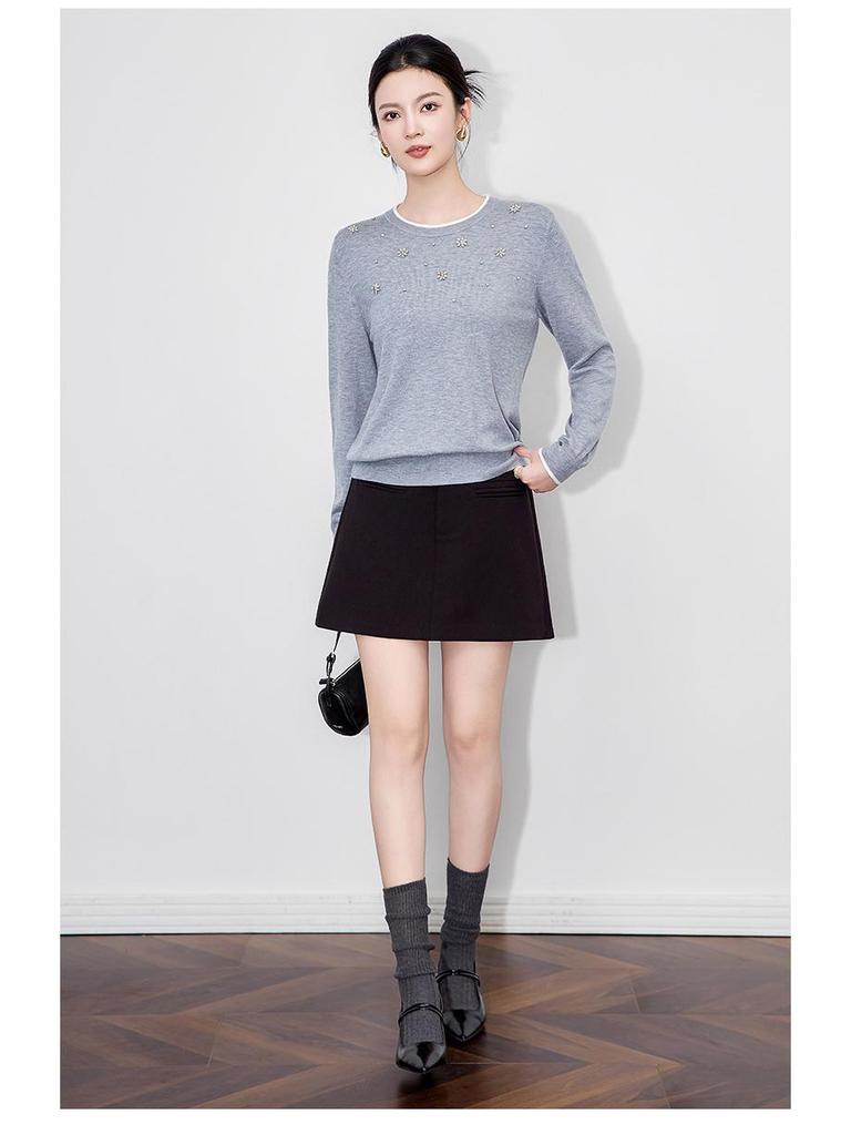 Retro Style Tencel Wool A-Line High Waist Skirt - Women's Autumn Collection