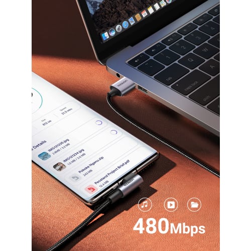 UGREEN kabel USB typu C, kabel USB A na USB C, nylonové opletení ve tvaru L, rychlé nabíjení 3A, kompatibilní s nástrojem Quick Charge 3.0/2.0, 56K registr