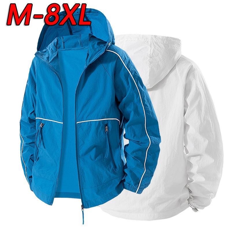 Men Coat Sun Uv Quick Dry Protection Plus Size 8xl 7xl 6xl Jacket Upf 50+ Hooded Soft Unisex Light Breathable Outdoor Waterproof