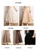 Women's High-Waisted Cashmere Pleated A-Line Skirt - Autumn/Winter Korean Style, Solid Color, Casual Wear