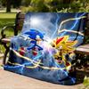 1pc Sonic, Lightning Outdoor Personalized Flannel Blanket, Soft, Lightweight Personalized Flannel Blanket, Digital Printing,