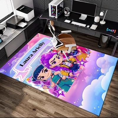1pc Digital Printed Chair Rug for Home Office Use, Kpop Demon Hunters Carpet Appropriate for All Seasons, Soft Area Carpet