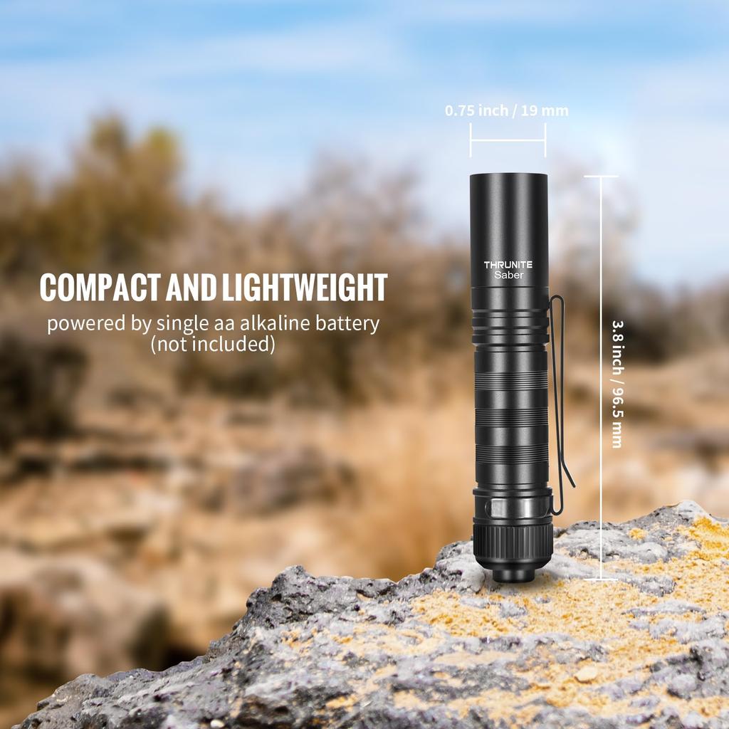 ThruNite SABER Compact and Lightweight EDC 659 Powerful Handheld Flashlight with Multiple Flashlight with IPX8 Ideal for Outdoor Night Disaster Crime
