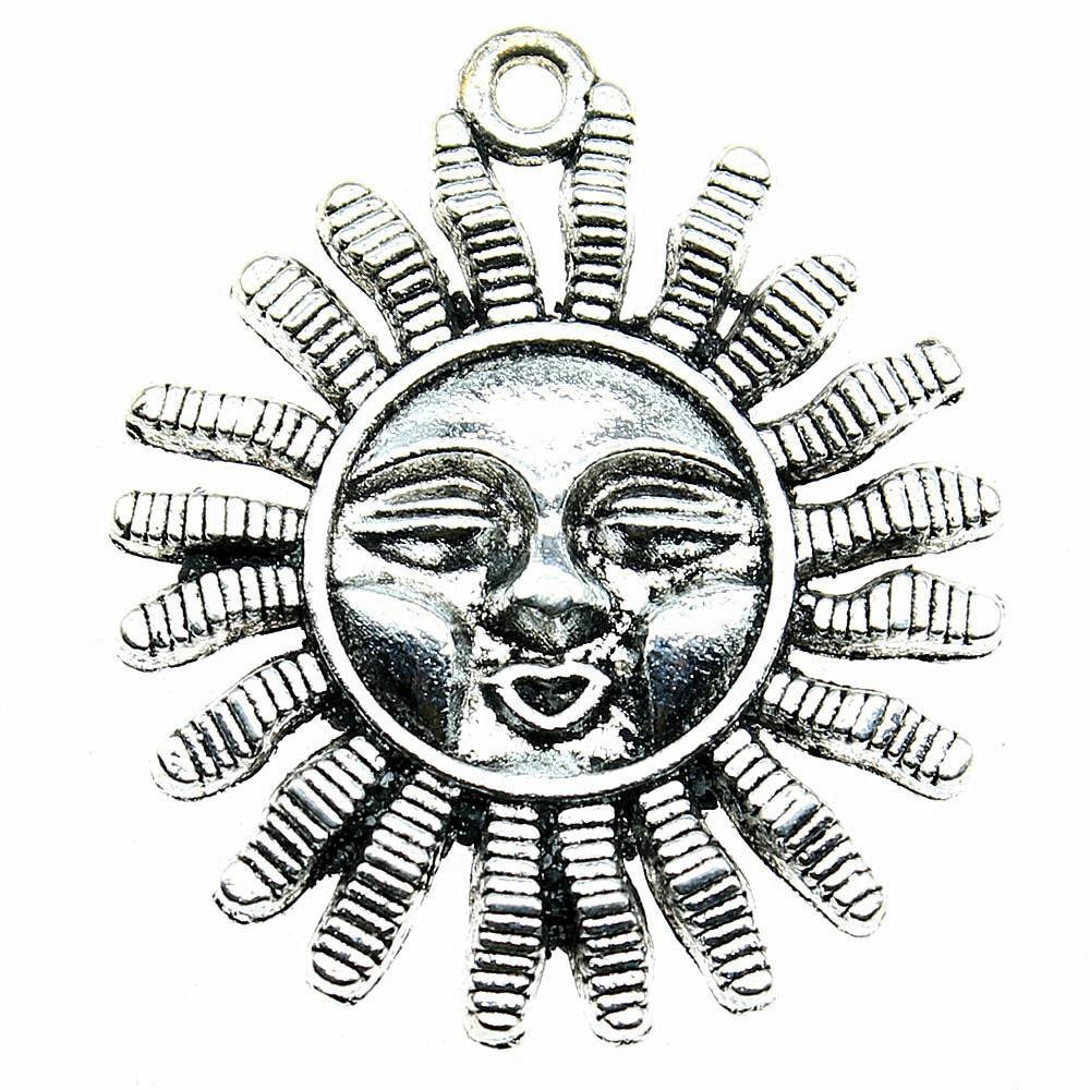 

4шт Солнце Шармы Шармы Античное серебро Цвет Цинковый сплав 34X29mm