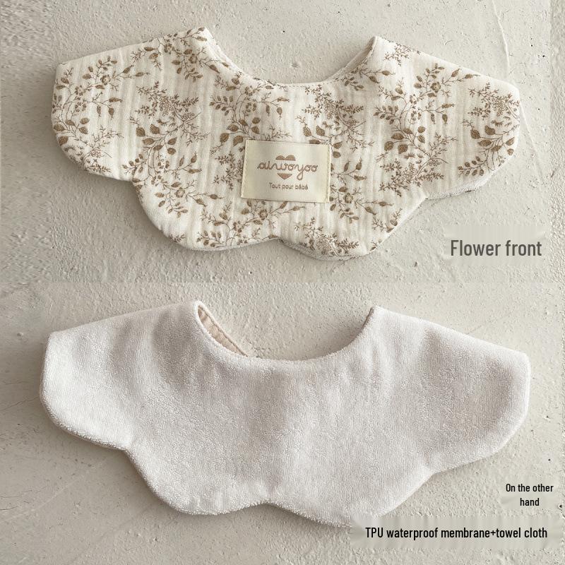 Pure Cotton Korean-Style Baby Drool Bib - Lightweight, Absorbent, Anti-Spit Up, Petal Design