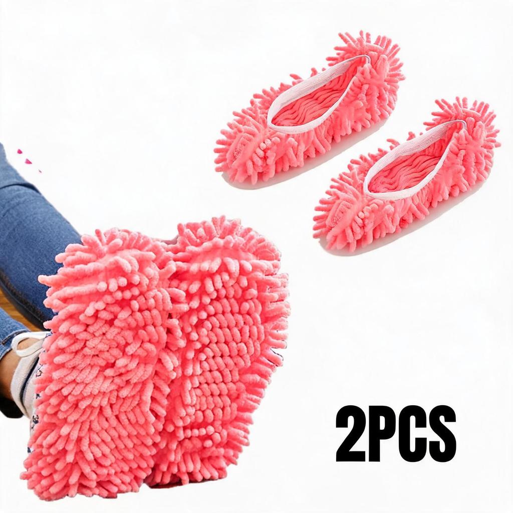 2 Paar Mopp-Hausschuhe Bodenstaubreinigungs-Hausschuhe Schuhe Tuch Wiederverwendbar Fauler Mopp-Tuch-Schuh Zuhause Waschbar Sauber Mikrofaser-Tuch