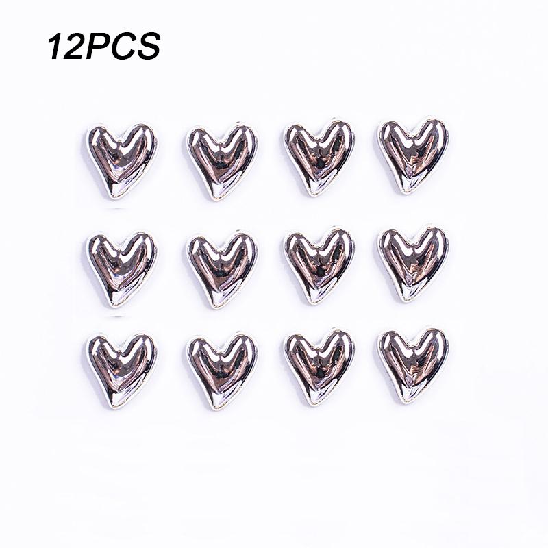 12pcs Heart Shaped Decorate Photo Small Magnet Office Whiteboard Locker Magnetic Gold 20mm