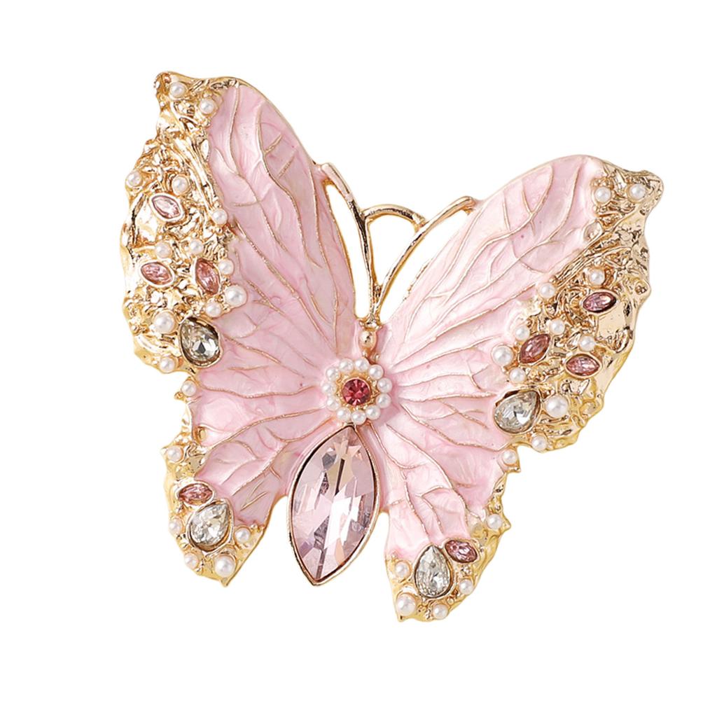 Fashionable Rhinestones Butterfly Enamel Pin Sturdy Alloy Accessory for Women Clothing Decoration and Gifts Giving