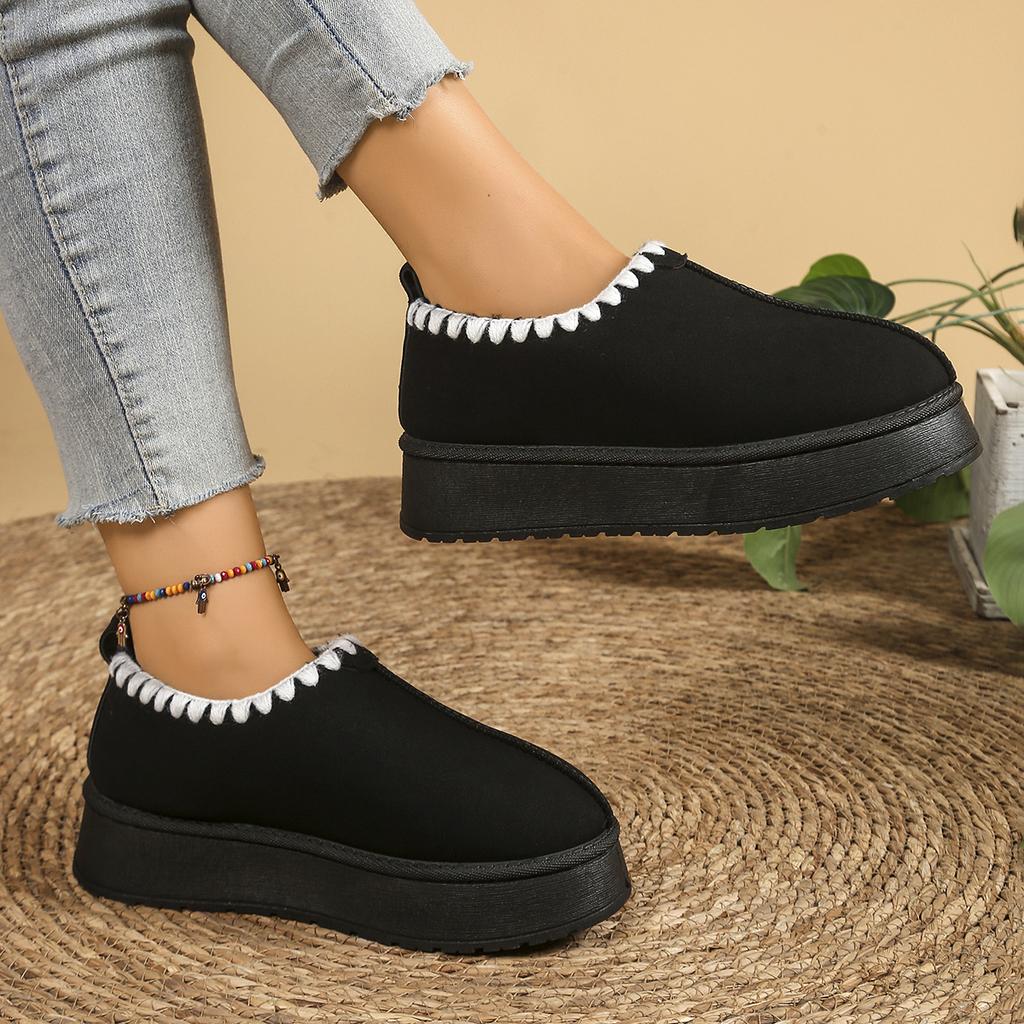 2025 New Women Snow Boots Outdoor Cotton Shoes for Women Without Heel-covered Hair Half Slippers Winter Warm Thick Soles Boots