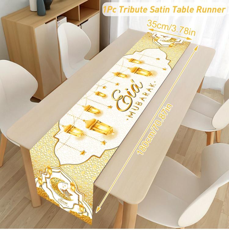 Eid Mubarak Table Runner Eid Mubarak Decoration 2024 For Home Islamic Muslim Festival Eid Al-Fitr Party Supplies Favors Gift