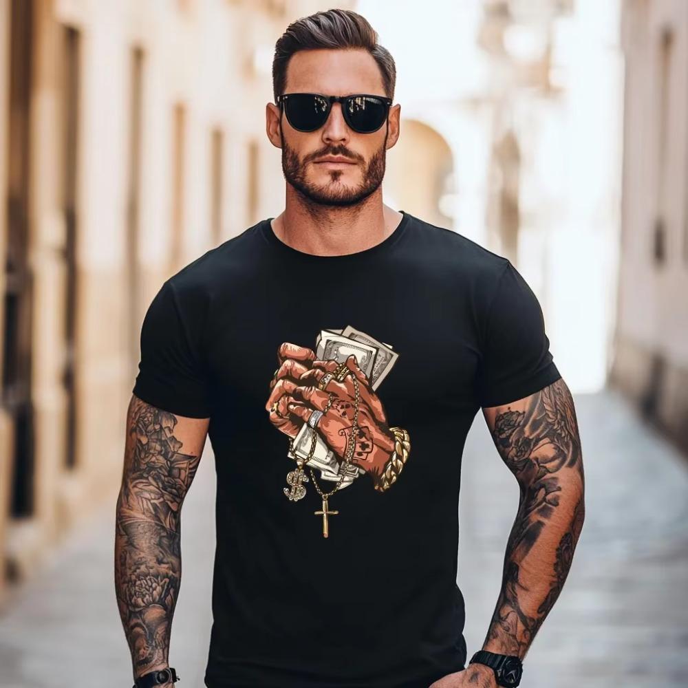 Short Sleeve Men's Sports T-shirt, 3D Printing, Simple Design, Fashion Brand Clothing Casual Suit Summer Top Tees