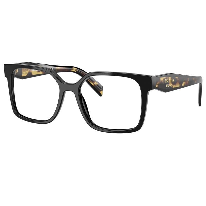 Prada Temple logo print design, acetate frame, irregular shape, optical frame, same style for men and women, black