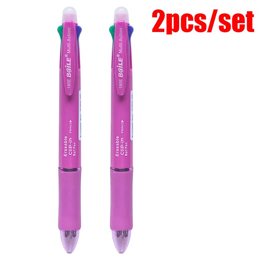 Creative 5 in-1 Multicolor Erasable Gel Pens 2Pcs Automatic Pencil With Eraser For School Office Writing Supplies Stationery