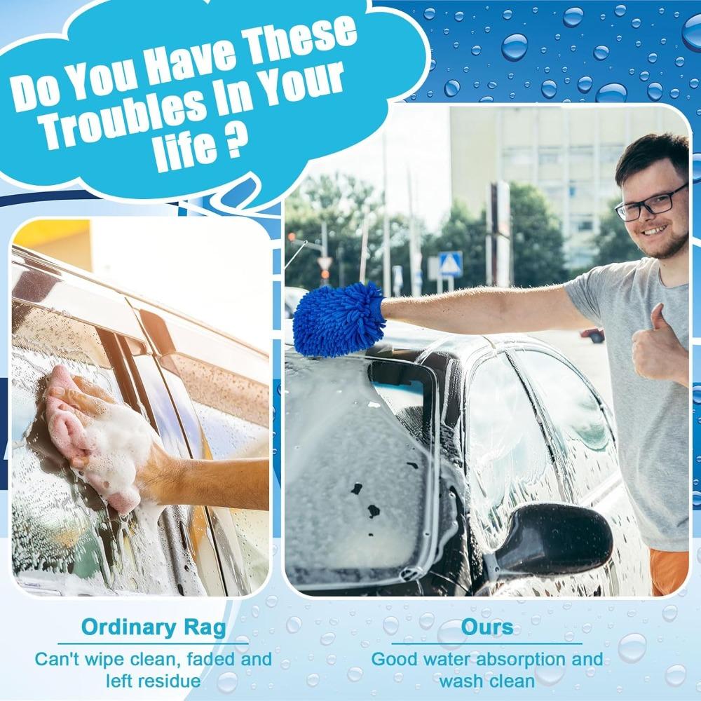 Microfiber House Cleaning and Car Wash Glove Mitts Double Sided Chenille Home Dusting Microfiber Gloves Wash Mittens