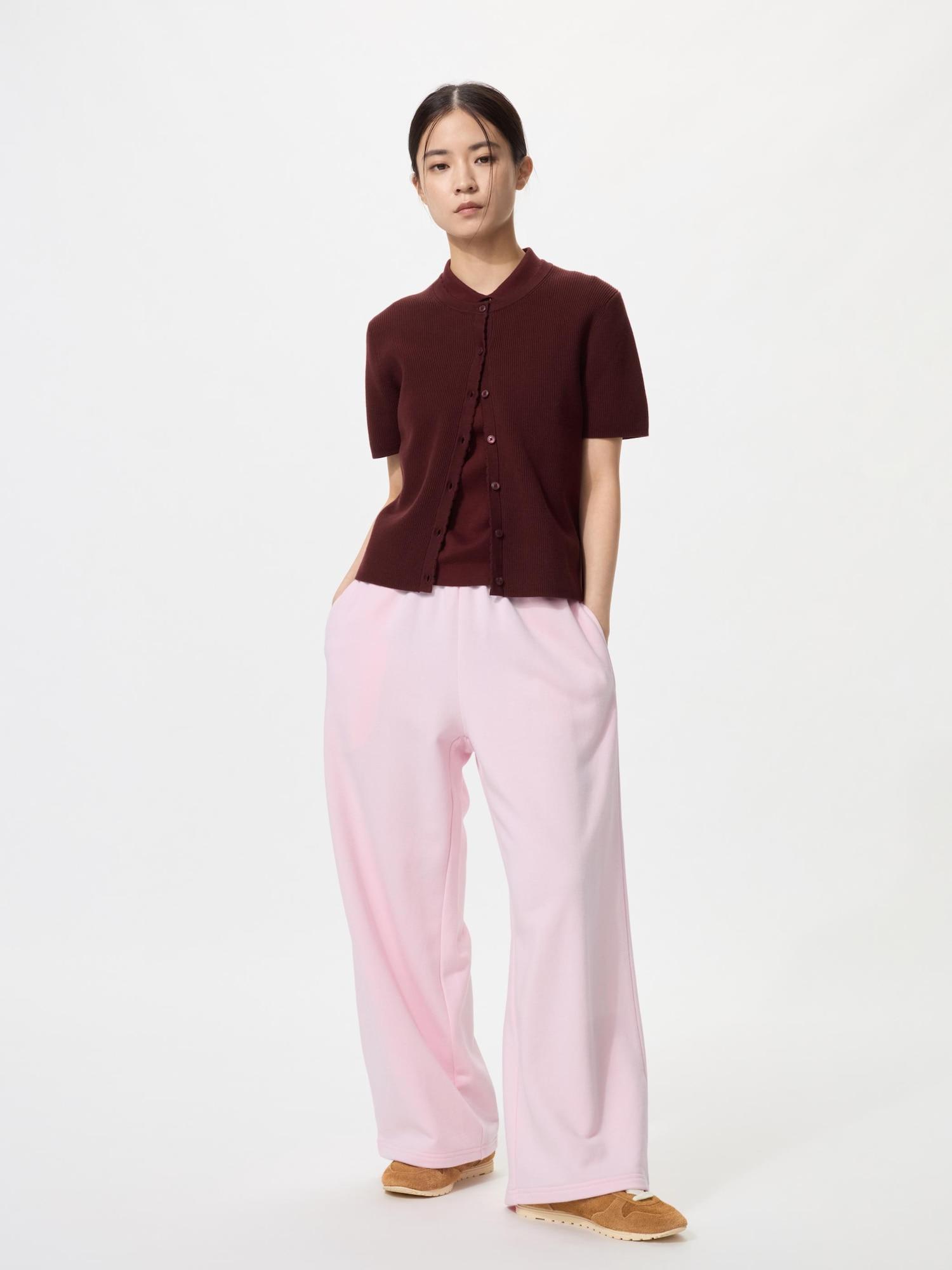 

Uniqlo Широкие брюки от пота, модель короткой длины 10 PINK/3XL