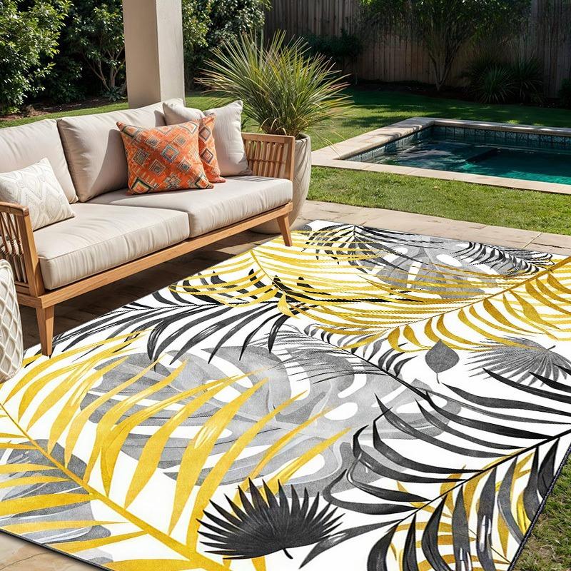 Modern Plant Decorative Rug  | Outdoor Carpet | Suitable for Courtyard, Balcony, Garden, Camping, RV Washable