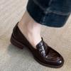 Sheepskin version~ retro leather round head thick heel one-pedal loafers women's British commuting versatile single shoes small leather shoes