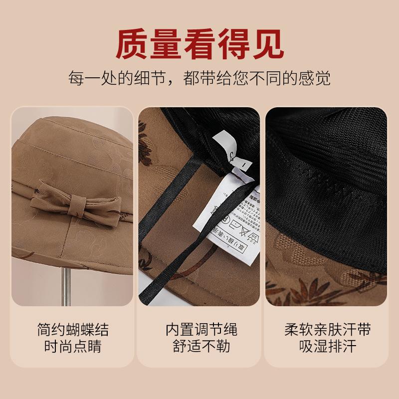 Temperament mother bucket hat women autumn and winter versatile elegant washbasin hat simple cold warm big brim hat