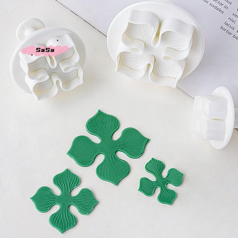3Pcs/Set Plastic Hydrangea Fondant Cake Decorating Plunger Cutter Flower Blossom Mold for Home Cake Decorating Tools Set