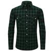 Camicia da uomo a quadri in flanella spazzolata, vestibilità slim, con doppie tasche