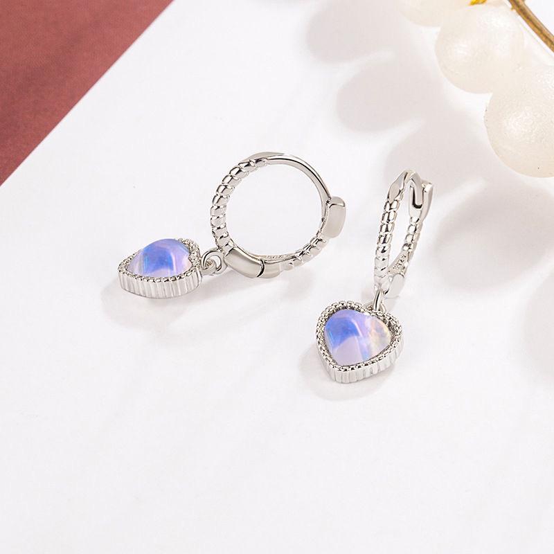 Heart Moonstone Ear Cuffs: Versatile, Fashionable, and Simple Earrings with a Cold Style Heart Pendant for Women