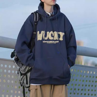 American Retro Hooded Sweatshirt for Men In Autumn and Winter New Korean Style Trendy Brand Loose Casual Hoodie Sweatshirt for Men