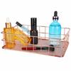 Iron Grid Wire Storage Basket Rose Gold Multipurpose Wire Storage Organizer 24.1× 16.2× 6.4cm Exquisite Metal Storage Organizer